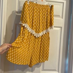 Mustard Tube Top Romper w/ pockets